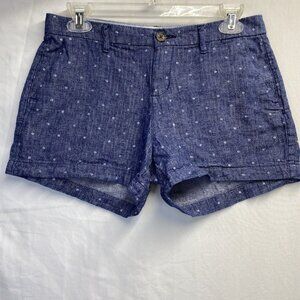 Old Navy Everyday Polka Dot Chino Shorts Women Size 2 Blue With Pockets Used
